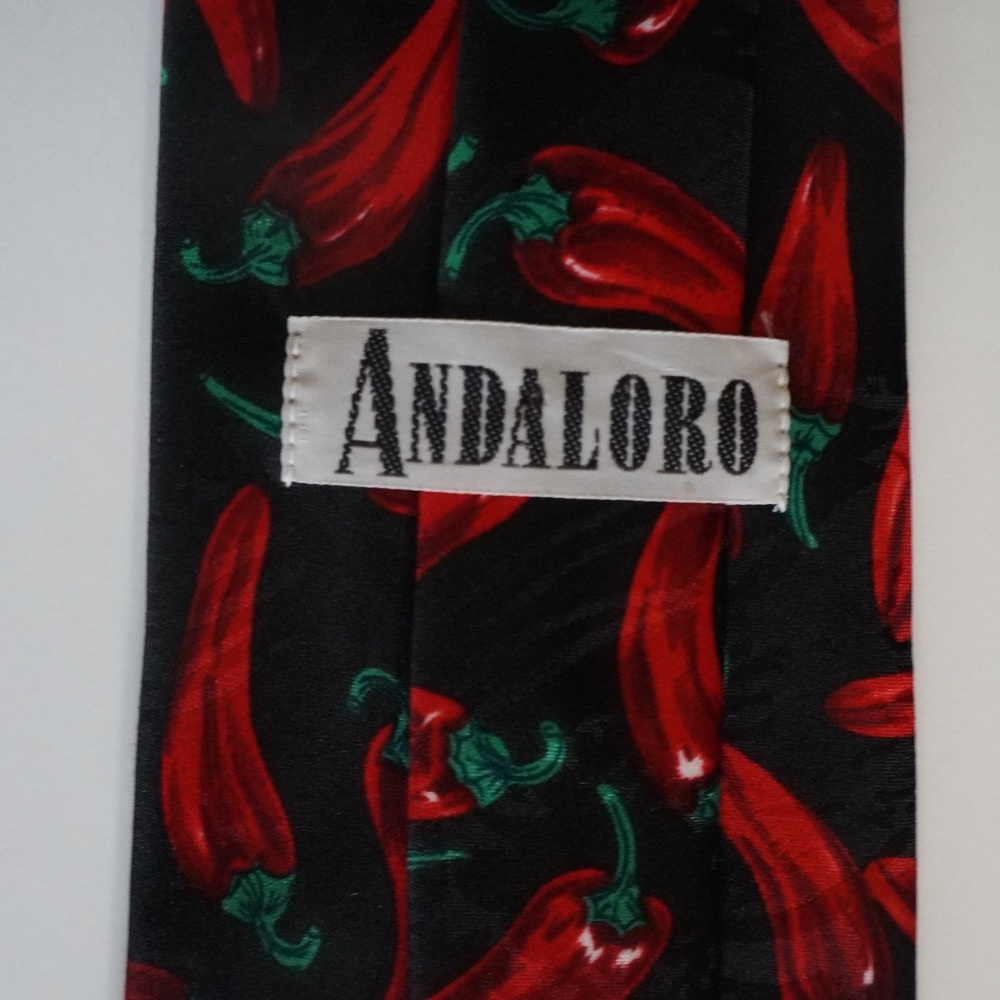 Chili Pepper Red Hot Men's Black Tie - Picture 4 of 4